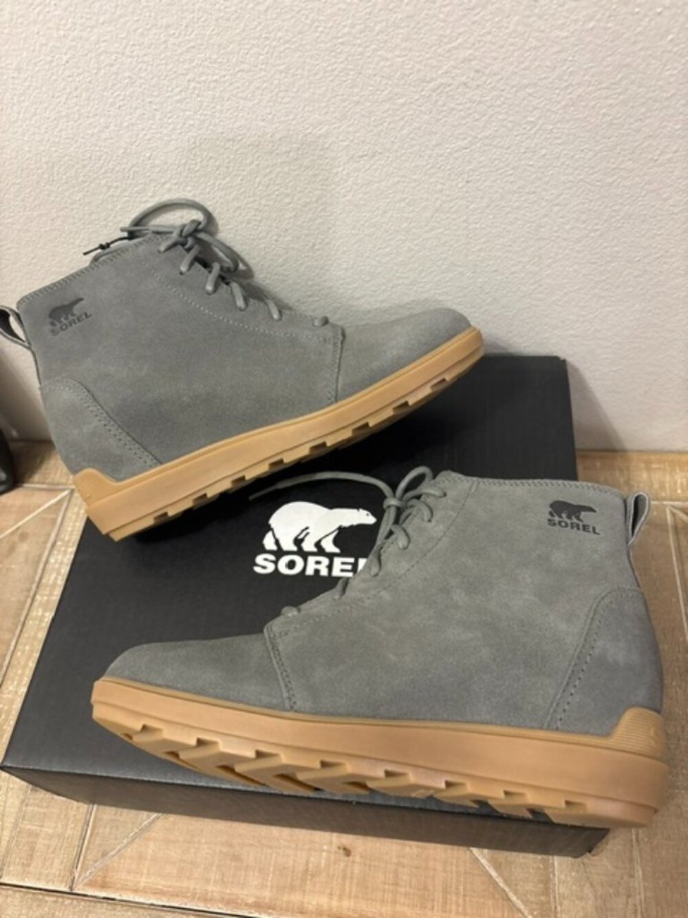 NEW Sorel Evie II Lace Up Waterproof Wedge Boots Quarry Gum 17 Women Size 8.5
